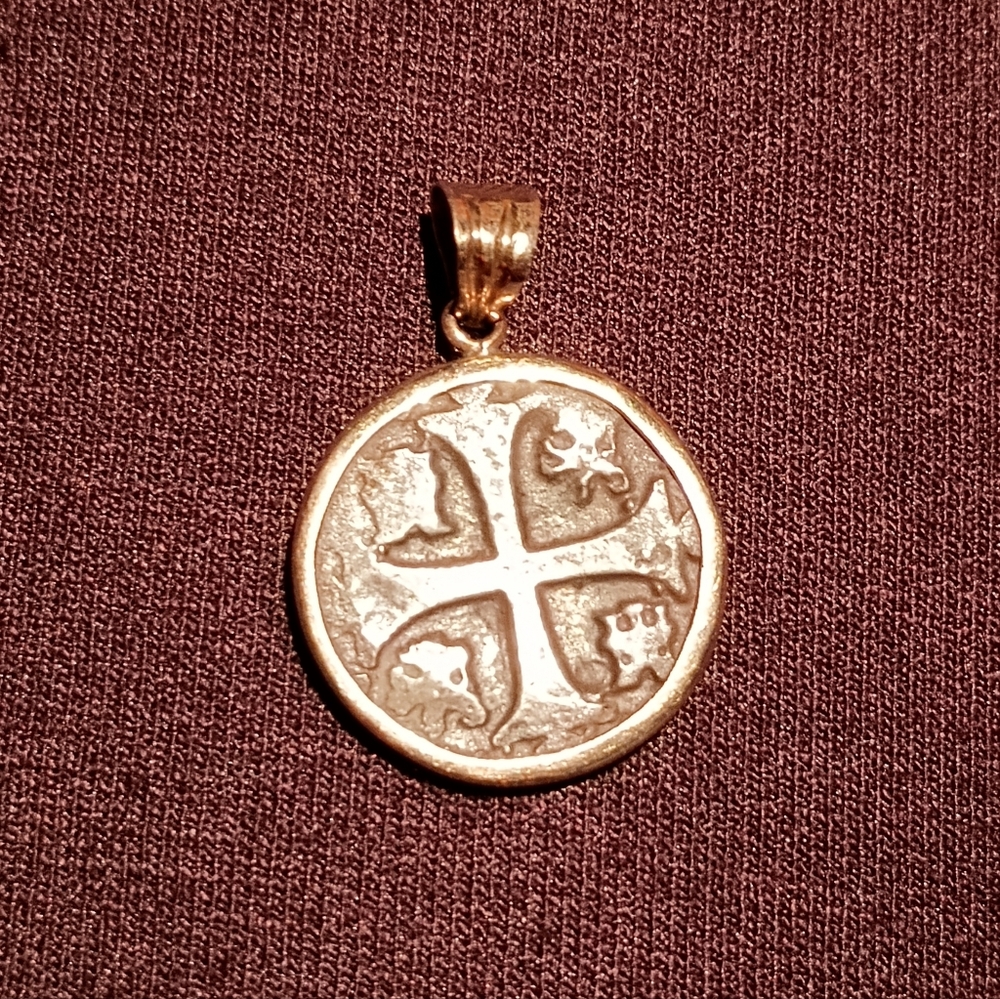Historic Sunken Treasure Atocha 14k Gold and Silver 1622 Coin Pendant